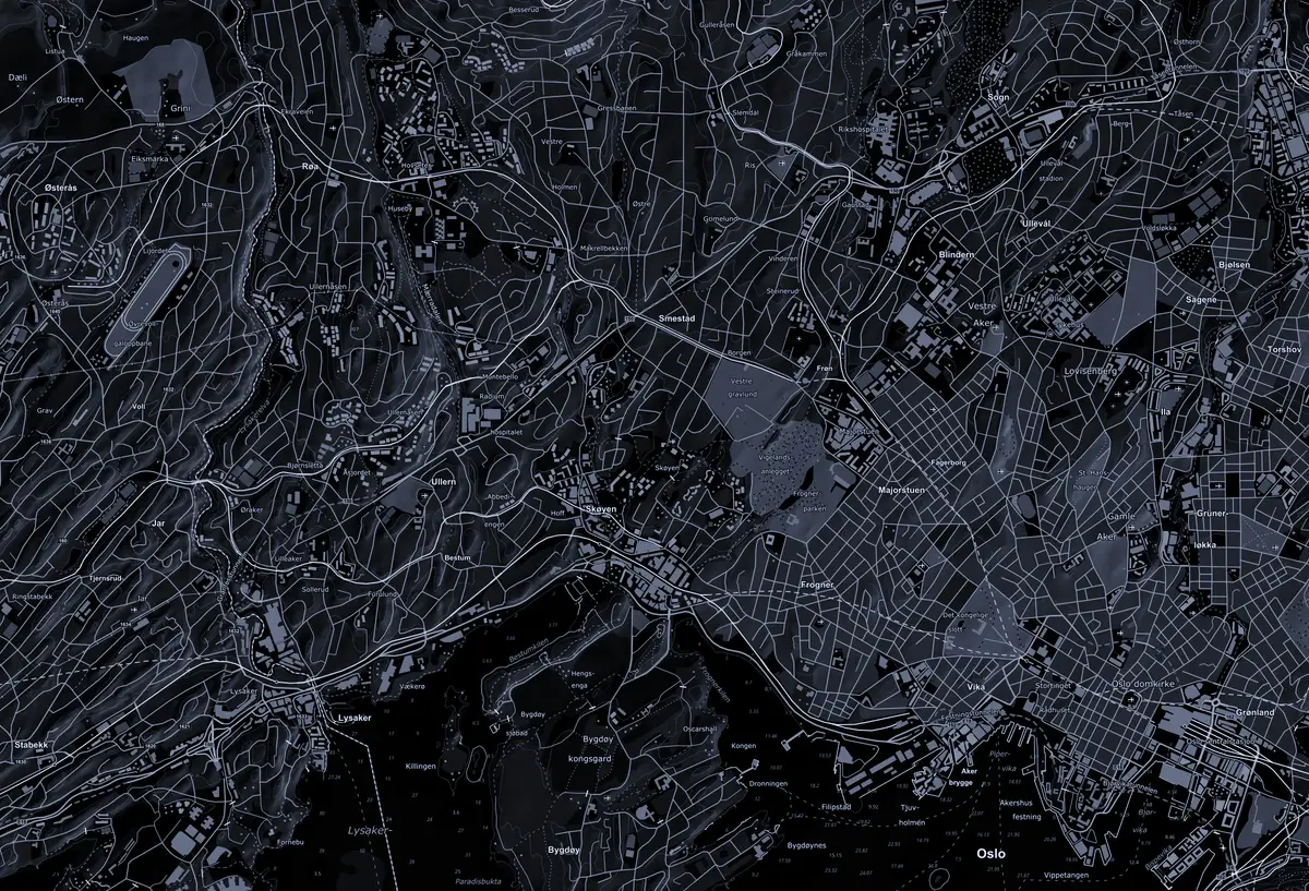 Map of west Oslo showing the office at Hoffsveien 78